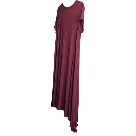 CY FASHION CAP SLEEVE, HIGH-LOW ASYMMETRICAL MAXI DRESS, WOMENS, M, CRANBERRY - Picture 5 of 10